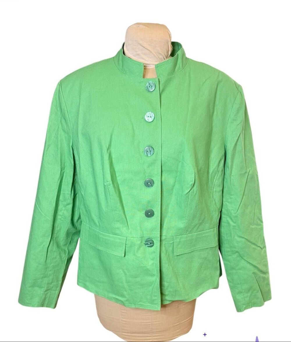 JG Hook Linen Blend Plus Sz. 22W Button Front Jacket Lined Seasonal Transition G